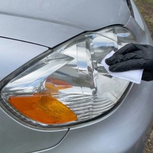 Headlight restoration in progress